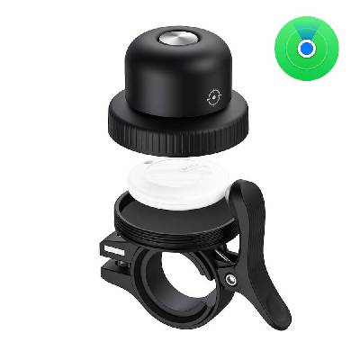 Звънец за колело с вградено устройство за намиране на изгубени вещи чрез FindMy - MiLi MiBell Apple Trackable Copper Bicycle Bell (черен) (HD-P16-B)