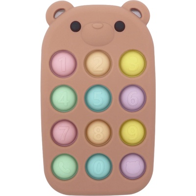 Malý Ježko silikon hryzadlo Pop It 2v1 Medvedík Caramel Brown