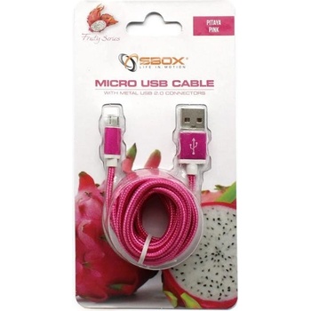 Sbox USB-10315P Prepojovací USB 2.0/MicroUSB, 1,5m, růžový