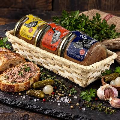 ARNAUD dárkový koš paštik FARMÁŘSKÝ 3 x 180 g – Hledejceny.cz