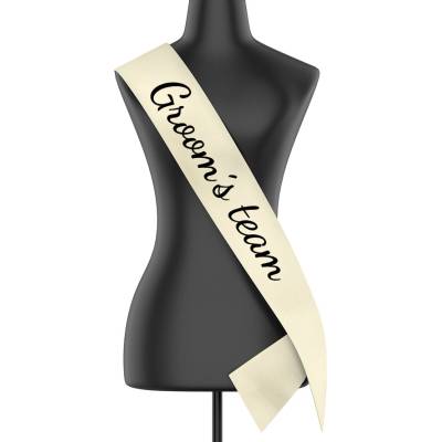 Šerpa Groom´s team Krémová světlá šířka šerpy 10 8 cm Canvas Šerpa 2517