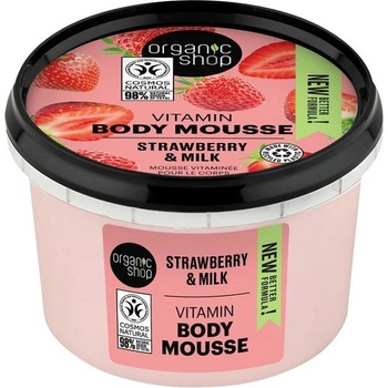 Organic Shop Мус за тяло Strawberry & Milk, 250 ml