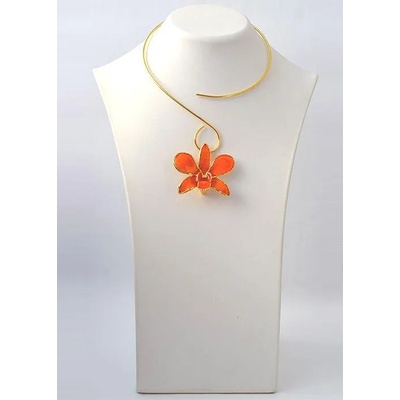 Dannyra Колие с естествена орхидея в оранжев цвят Dannyra Jewels