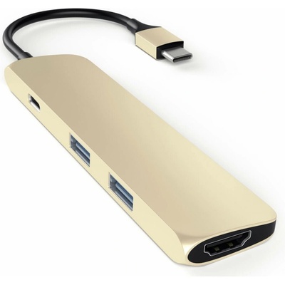 Докинг станция Satechi ST-CMAG, от USB-C към 1x USB-C, 2x USB-A, 1x HDMI, златиста (ST-CMAG)