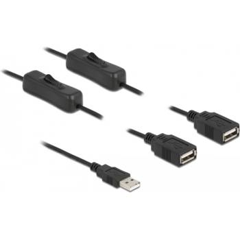Delock USB кабел тип А мъжки 2 бр. USB тип А гайка с превключвател, 1 м