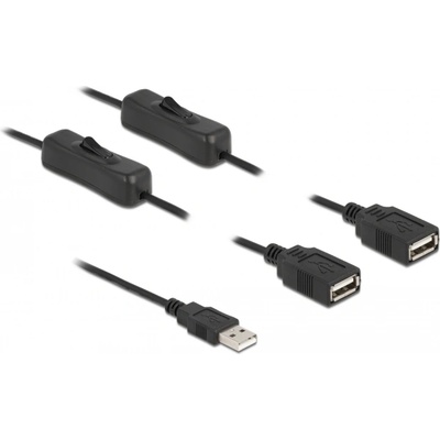 Delock USB кабел тип А мъжки 2 бр. USB тип А гайка с превключвател, 1 м