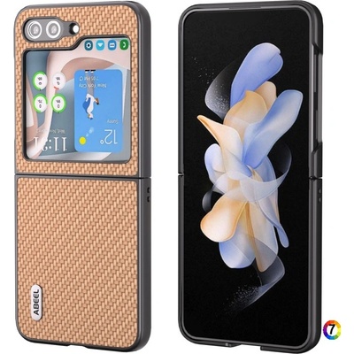 Samsung Galaxy Z Flip6 Удароустойчив ABEEL Carbon Fiber Калъф и Протектор