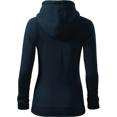 Mikina dámska trendy zipper s kapucňou tmavomodrá veľmi tmavá skoro čierna