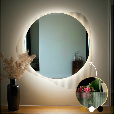 Alfaram Zrkadlo na ornamentálnom skle Estriado s podsvietením - LUXORA ELEGRA LED 80x81