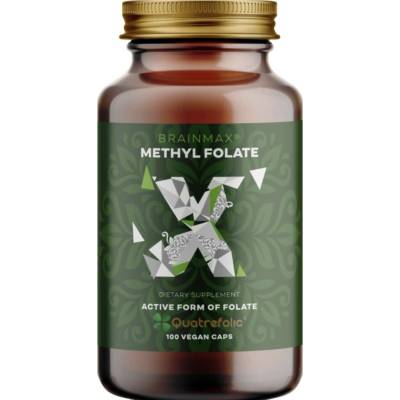 BrainMax Methyl Folate Kyselina listová v aktívnej forme 400 mcg 100 rastlinných kapsúl 100 tabliet