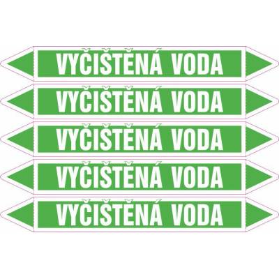 Grafiko | Vyčištěná voda - dle ČSN 13 0072 - Materiál Samolepící PVC folie, Rozměr aršík 5ks šipka 350x52mm