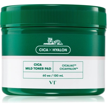 VT Cosmetics Cica Mild Toner Pad ексфолиращи тампони за лице с успокояващ ефект 60 бр