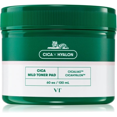 VT Cosmetics Cica Mild Toner Pad ексфолиращи тампони за лице с успокояващ ефект 60 бр