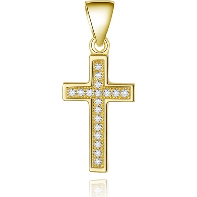 Beneto Pozlátený strieborný prívesok Krížik AGH589 GOLD krížik s kamienkom