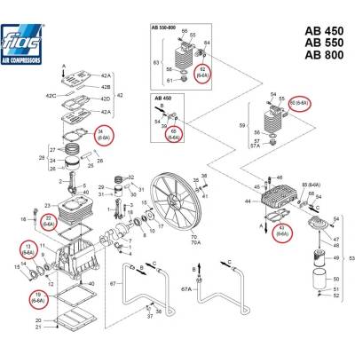 Fiac - Италия Гарнитури за пневмо групи ab550/800 fiac ; 1124080255