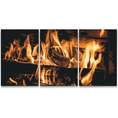 Painting Queens Oheň v krbu sada 3 ks 40 x 60 cm bez rámu PBNSET/03FIREINTHEFIREPLACE/40 x 60_40 x 60_40 x 60/WO