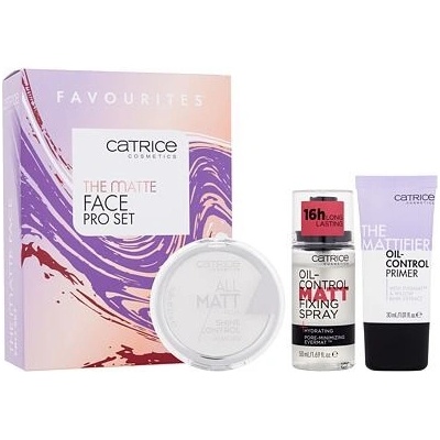 Catrice The Matte Face Pro Set podkladová báza pre matný vzhľad pleti 30 ml + zmatňujúci fixačný sprej na make-up 50 ml + zmatňujúci púder 10 g
