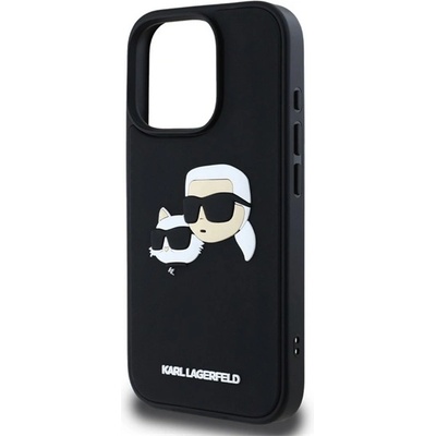 CG Mobile iPhone 16 Pro Max KARL LAGERFELD 3D RUBBER DOUBLE HEADS Силиконов удароустойчив протектор за телефон 3D, ЧЕРЕН KLHCP16XRBCKCHLK (KLHCP16XRBCKCHLK)