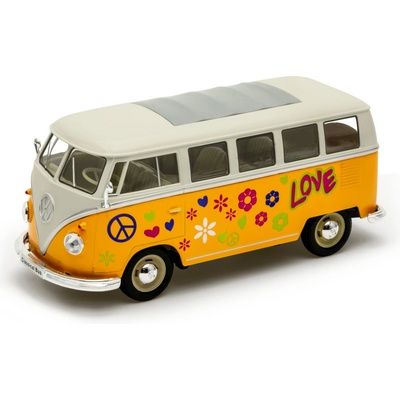 Welly Volkswagen T1 Bus 1963 Love & Peace oranžový 1:24