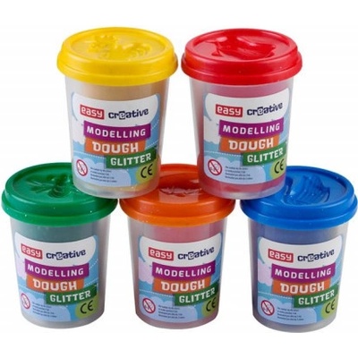 Easy Creative Sada glitrové modelíny, velké kelímky 5x141 g