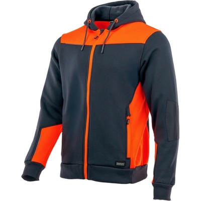 Sara Workwear Rozepínací mikina s kapucí extra teplá COMFORT PLUS grafitová oranžová