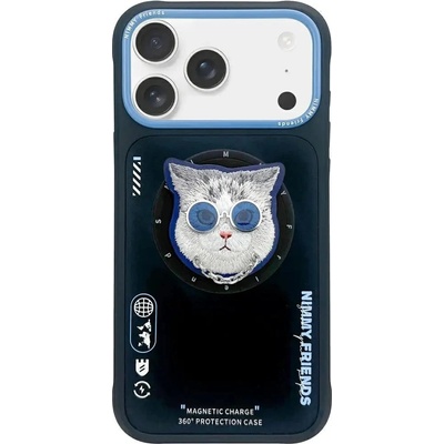 Nimmy Калъф Nimmy Glasses Cool Cat MagSafe за iPhone 17 Pro - черен и син (6971080314339)