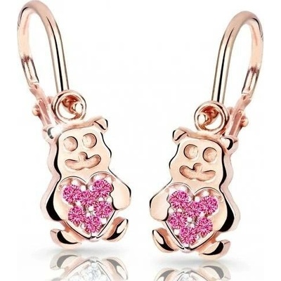 Cutie Jewellery Detské náušnice z ružového zlata Medvedíci C2751-10-X-4 fuchsiová