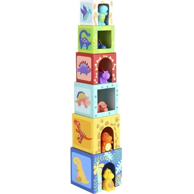 Tooky Toy Кула от картонени кубчета с фигури Динозаври TF192 (TF192)