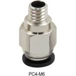 Two Trees Пневматичен метален конектор PC4-06 M6 за PTFE тръба 4mm/2mm и 4mm/3mm
