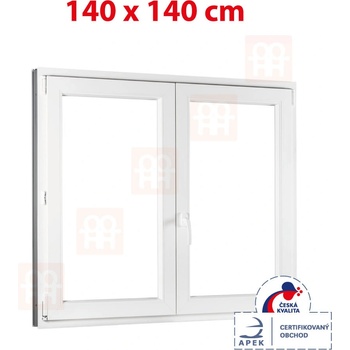 OKNA-HNED.SK Plastové okno 140 x 140 cm (1400 x 1400 mm) biele dvojkrídlové bez stĺpika (štulp) pravé