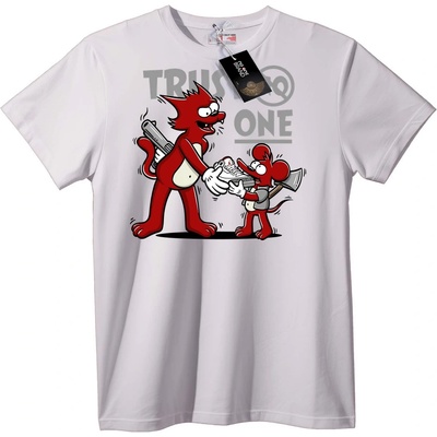 NOONEBRAND Тениска Доверие - котка и мишка - 7XL, White