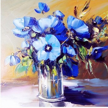 Image 1 of Ваза със сини цветя 15/15 см