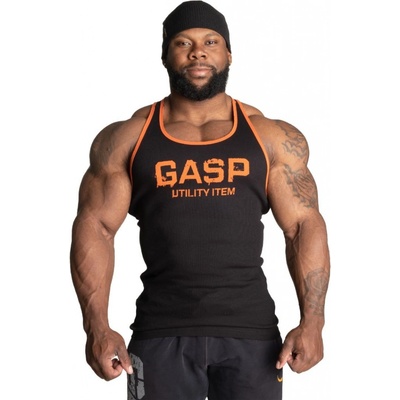 Gasp Ribbed T-Back Black/Flame pánske športové tielko Gasp čierno - oranžové