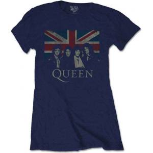Queen Vintage Union Jack Navy Blue L Дамски Риза (QUTS12LN03)