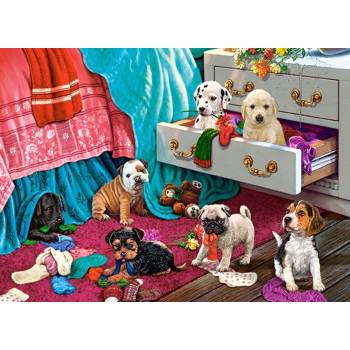 Image 1 of Castorland - Puzzle Puppies in the Bedroom - 300 piese