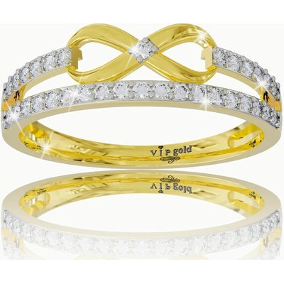 VIPgold Zlatý prsteň s bielymi zafírmi v žltom zlate R35730z S