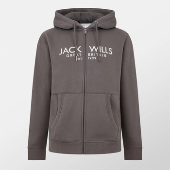 Jack Wills Мъжки суичър Jack Wills Pinebrook Graphic Zip Hoodie Mens - Slate