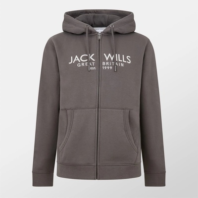 Jack Wills Мъжки суичър Jack Wills Pinebrook Graphic Zip Hoodie Mens - Slate