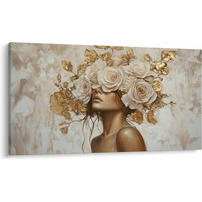 Obraz - Dívka s růžemi, jednodílný 120x70 cm