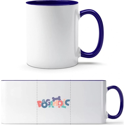 PrintEQ TTH Dvoubarevný Hrnek Psí design s nápisem DOGAHOLIC Bílá Kobaltová Modř Standard Dárky 250 ml