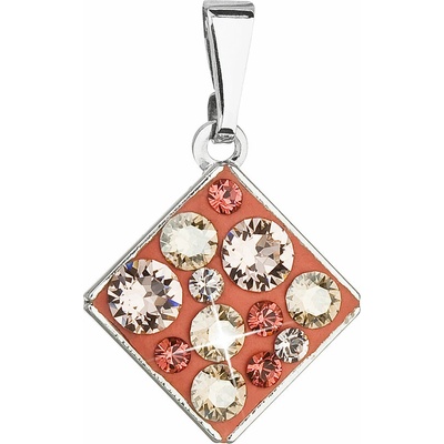 Swarovski Elements Stříbrný náhrdelník červeno oranžový kosočtverec 54020.4 Red Magma