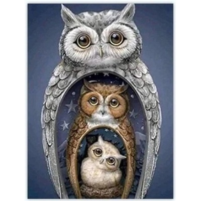 Norimpex - Puzzle Diamant painting: Owl nesting doll 30x40cm - 1 - 39 piese