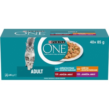 Purina One Adult jahňací morské ryby kura hovädzí v šťave 40 x 85 g