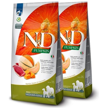 N&D Pumpkin Adult Medium & Maxi duck & watermelon 2x12 kg