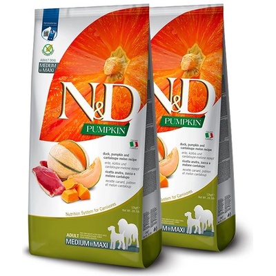N&D Pumpkin Adult Medium & Maxi duck & watermelon 2x12 kg