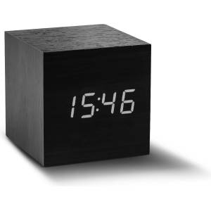 Gingko Design GINGKO Часовник с термометър CUBE - черно дърво с бели цифри (Gingko-GK08W10) Будилник