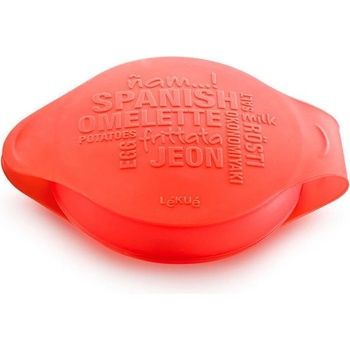 Lékué Съд за приготвяне на омлет в микровълнова Lekue 1009030, 25х19х5 см, Платинен силикон, От -60 до +220C, Прозрачен/Червен (1009030)