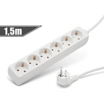 Delight Удължител за разпределение на захранването от мрежата 1, 5 м 6 10/16A 250V (3 x 1) Бял 20210D (20210D)
