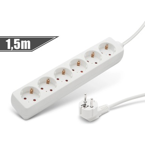 Delight Удължител за разпределение на захранването от мрежата 1, 5 м 6 10/16A 250V (3 x 1) Бял 20210D (20210D)