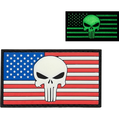 Plastové 3D patche 3D gumová nášivka PUNISHER US FLAG Patch - Farebná